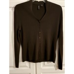 Venini Womens Brown V Neck Button Front Cardigan Sweater Size M‎